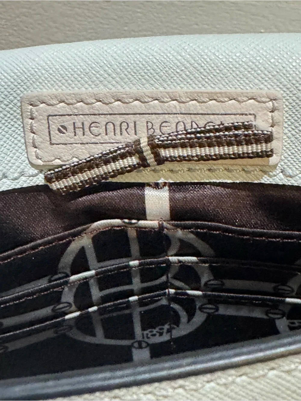 Rare HENRI BENDEL Saffiano Leather Crossbody Wallet on a Chain Mint Green EUC